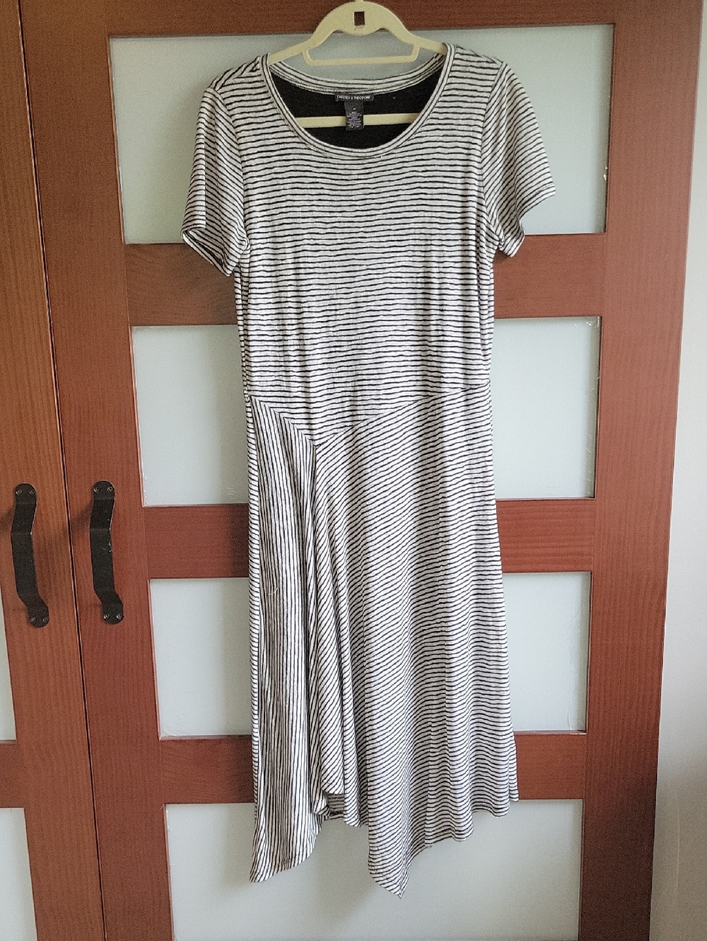 Casual Black & White Striped Short Sleeve Dress